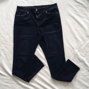 INC skinny leg dark blue stretch jeans